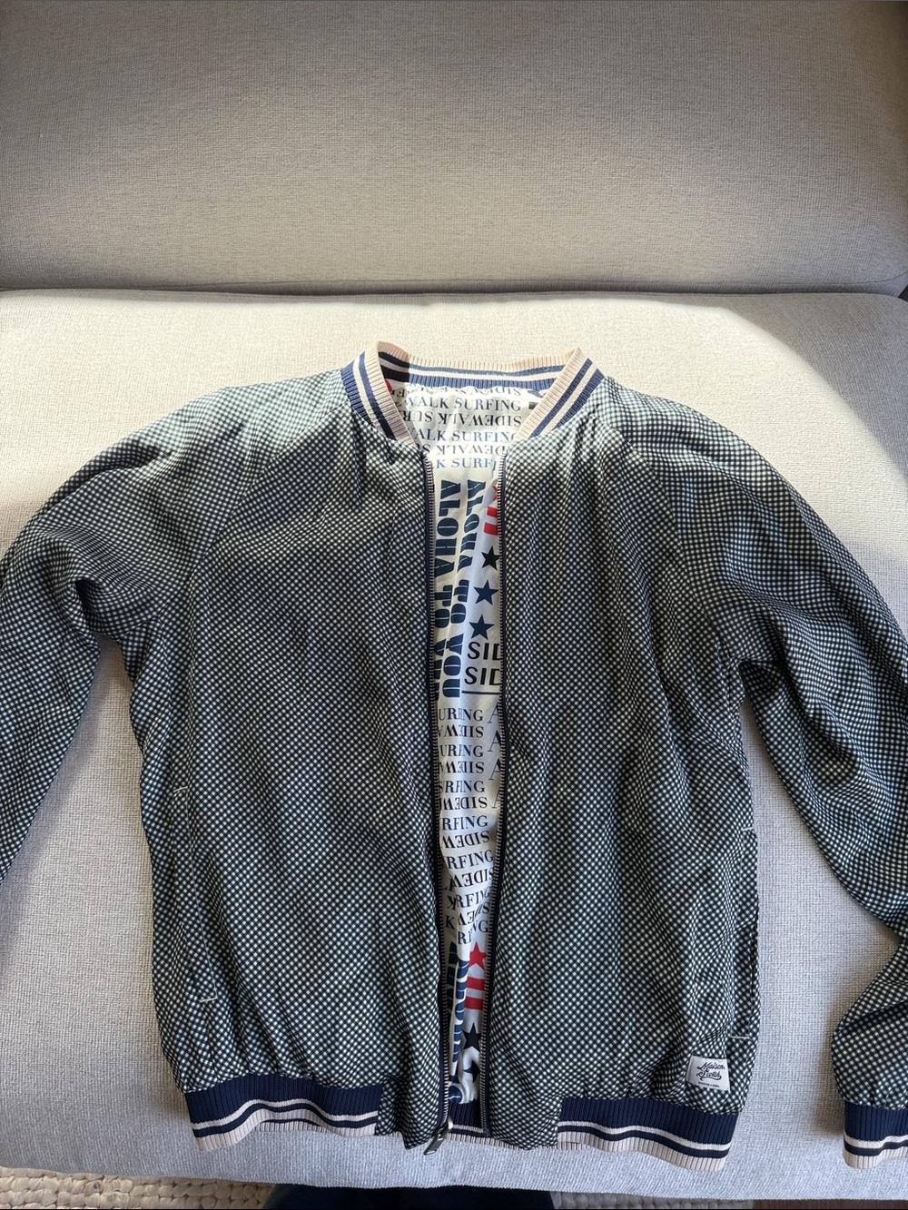 Scotch & Soda Navy and White Micro-Pattern Bomber Jacket